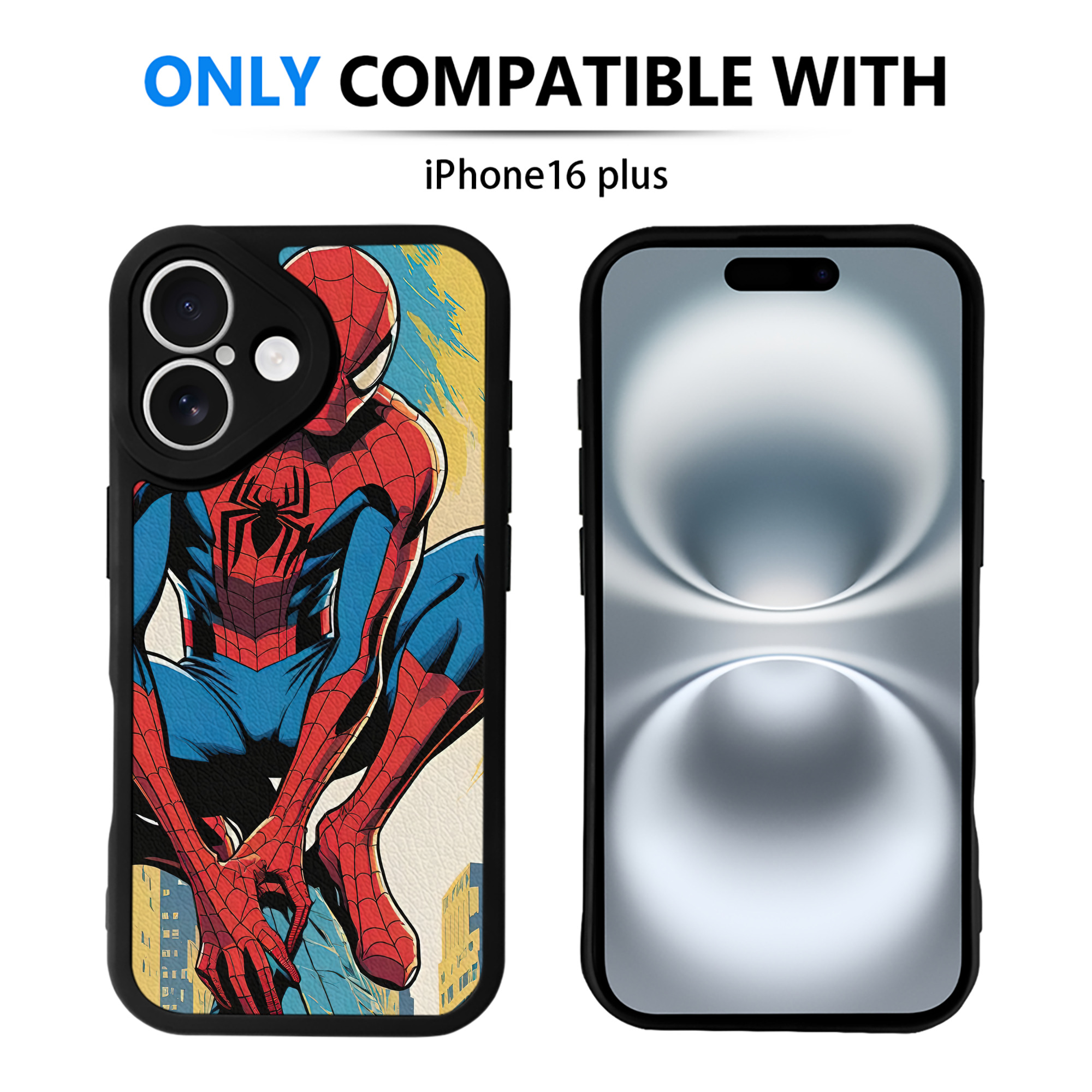 （画像用） Spider Man スパイダーマン 【iPhone 16シリーズ対応】シリコンスマホケース（レザー調） 材質：シリコン